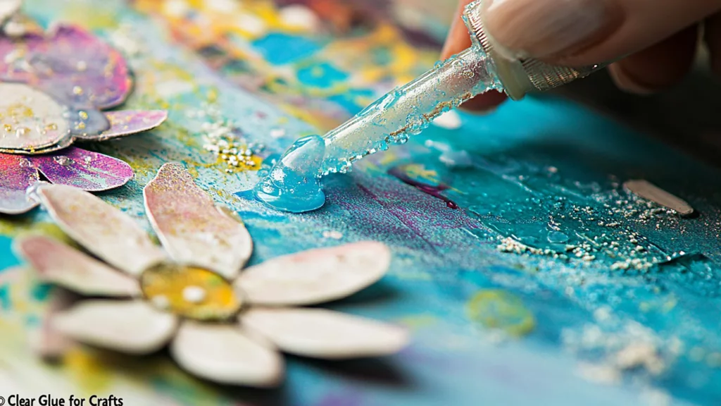 Clear glue being applied to craft paper