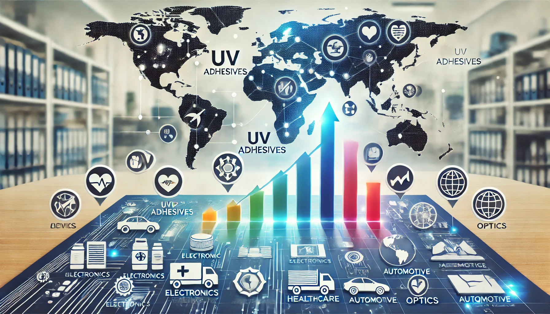 A global market visualization highlighting industry growth and applications across regions.